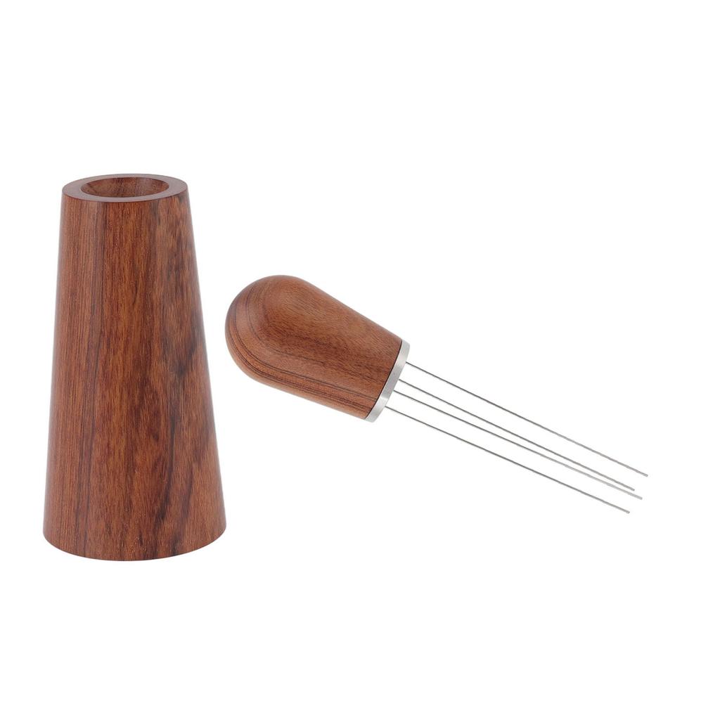 Coffee Powder Stirring Tool Needle Type Coffee Stirrer Distributor with Natural Wood Handle for