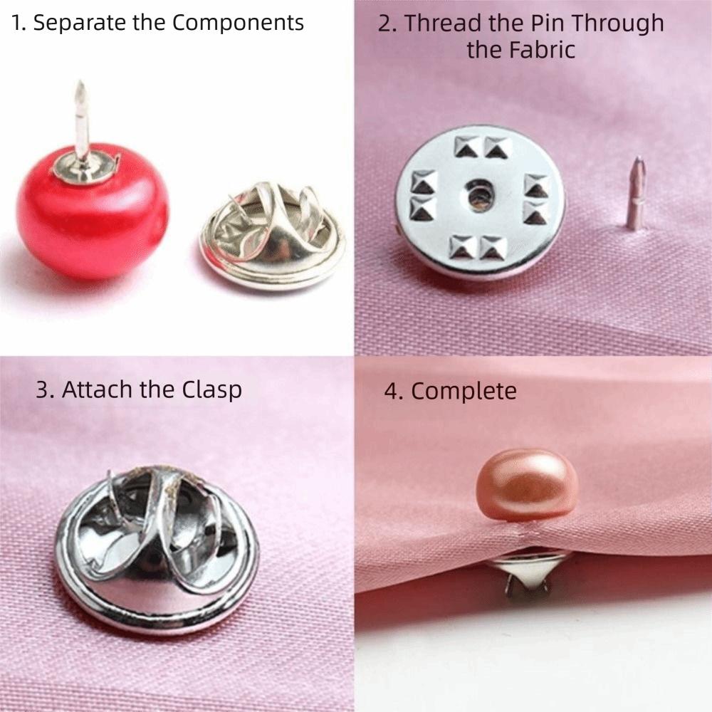DIY Pearl Button Pins Adjustable Button Brooches Cardigan Buckle Women Jewelry