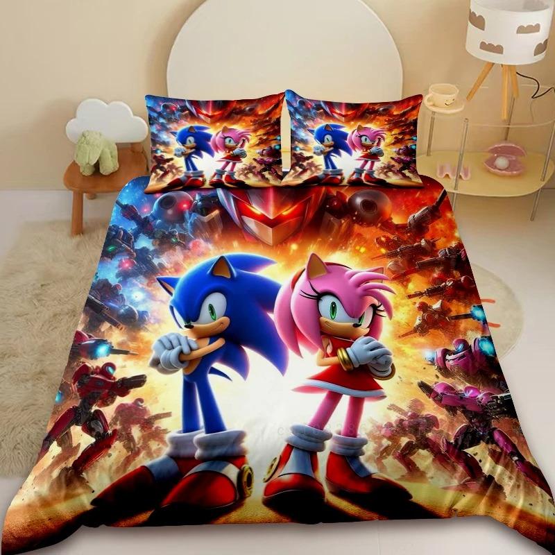 2/3pcs Duvet Cover Set Sonic Bedding Set Comforter Cover Machine Washable for Bedroom Decor Children Teens Gifts