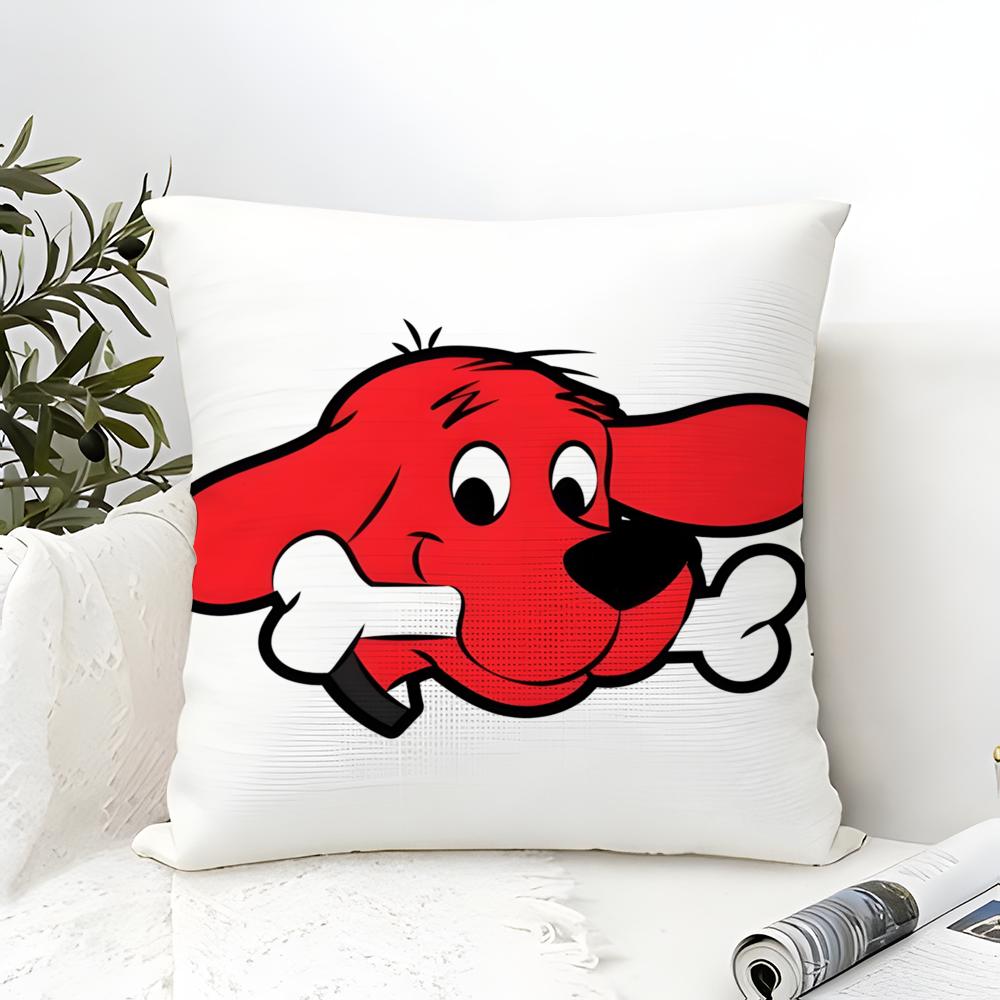 Pillow Case Cotton Linen Fabric Square Zipper Pillowcase Home Decorative Living Room Comic Cartoon C-Clifford The Big Red Dog 2