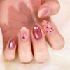 24 шт. Розовые миндалевидные накладные ногти «кошачий глаз» со сладким бантом в виде сердца, французские простые накладные ногти для женщин и девушек, съемные модные накладные ногти