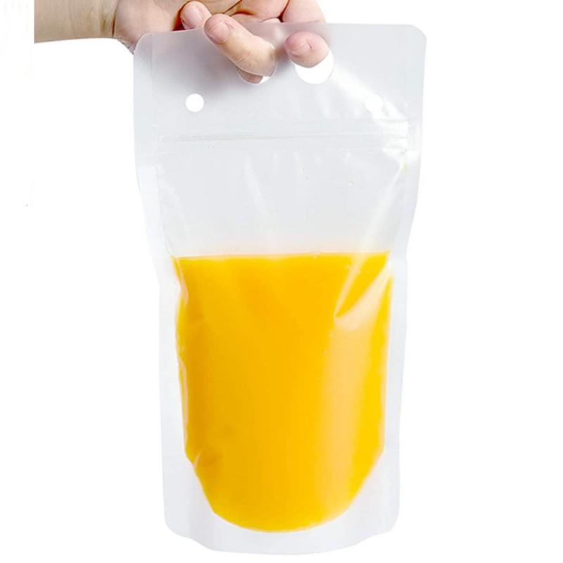 50 Pcs Drink Pouches Juice Bags Reusable Drink Cocktail Smoothies Pouches For Party Summer Fun Bags For Drink With 50 Straws