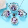Romantic Wedding Jewelry Sets Purple Jewelry for Women Costume Necklace Hoop Earrings Gift Sets