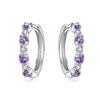 Серьги-кольца из серебра 925 пробы с фиолетовым инкрустированным камнем, ювелирные изделия, универсальные серьги-кольца для женщин, ювелирные изделия, тонкие подарки на день рождения