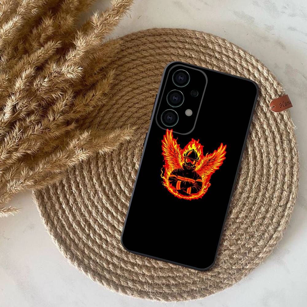 Phone Case For Samsung S25,S24,S21,S22,S23,S30,Ultra,S20,Plus,Fe,Lite,Note,10,9,Fireman Firefighter 5G Black Cover