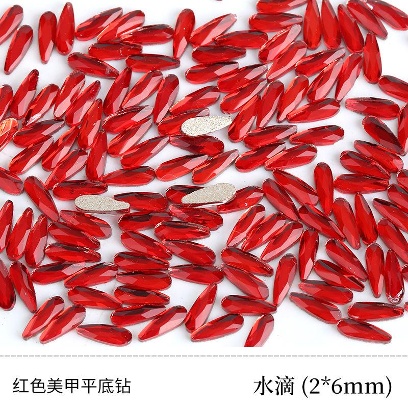 Red Nail Art Jewelry Drill Flat Bottom Special-Shaped Drill Water Drop Horse Eye New Year'S Red Nail Glass Sticker Drill