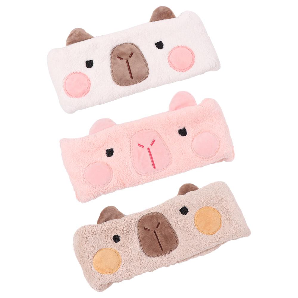 Wide-brimmed Capybara Headband Coral Fleece Makeup Headband Cute Cartoon Hairband Spa