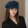 Темпераментная джинсовая кепка-берет с плоским верхом и козырьком, женская осенняя универсальная, подчеркивающая лицо, маленькая беретка, кепка газетчика