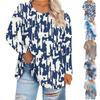 Women's Large Top Round Neck Loose And Comfortable Printed Long Sleeve T-shirt Casual