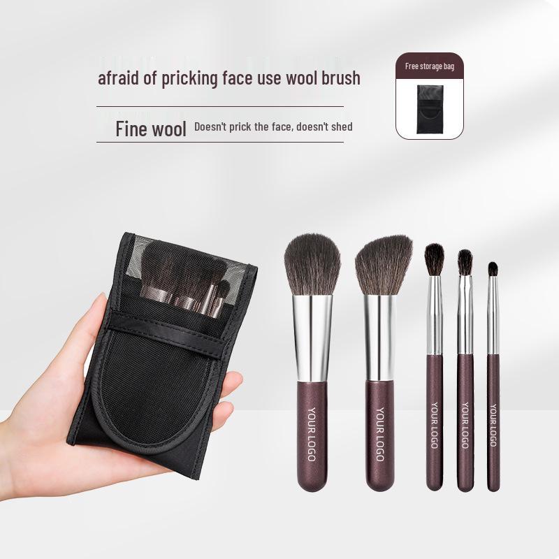 Portable Mini Animal Hair Makeup Brush Set - Soft Brushes for Eyeshadow, Powder, and Blush - Perfect for Beginners