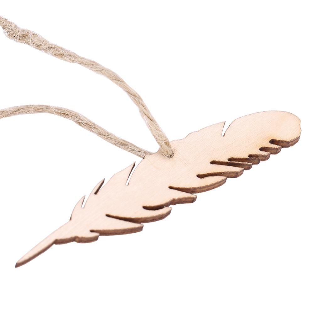 50pcs Feather Feather Wood Crafts Unfinished Wood Wood Slices Wooden Craft Tags Christmas Trees