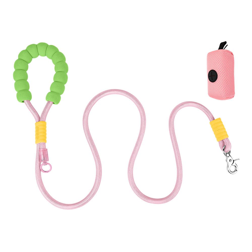 Поводок для собак цвета дофамина: Удобная ручка из пеноматериала, держатель для мешка для фекалий, износостойкий для походов