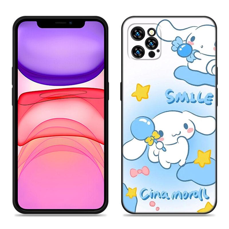 Кавайный чехол Cinnamoroll для Apple iPhone 12 13 Mini 11 14 15 Pro Max 7 8 Plus X XR XS SE 2020 2022 Черный силиконовый чехол