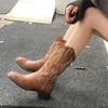 Western Cowboy Boots Embroidery Sleeve New Internet Celebrity Thick Heel Women Boots