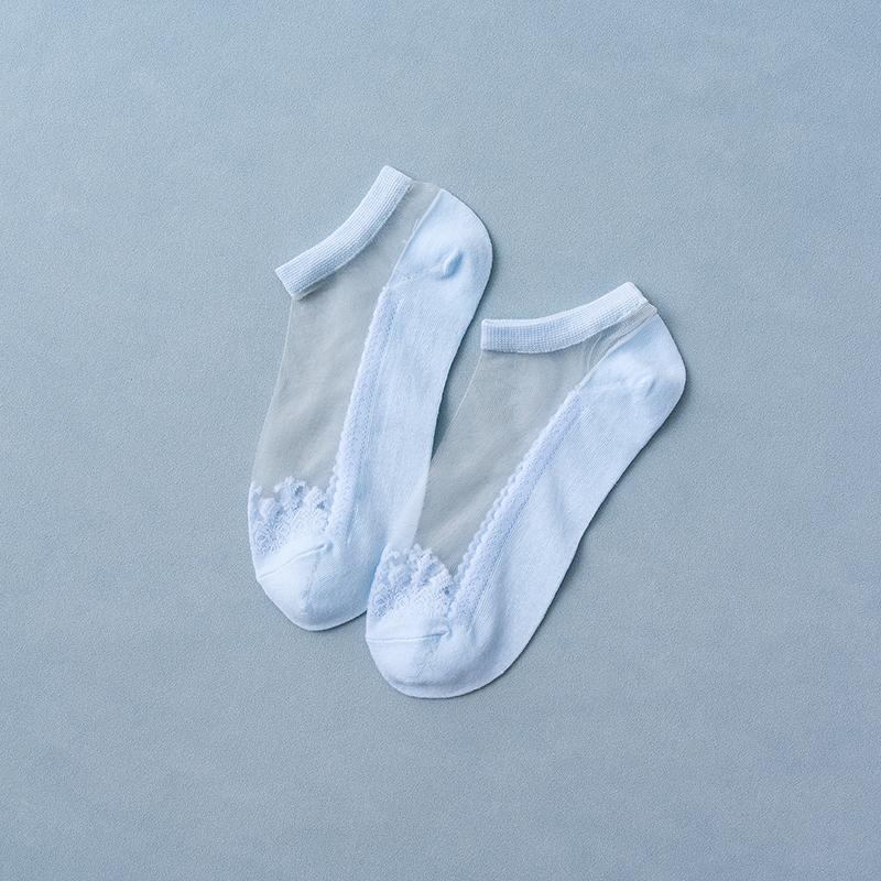 6 пар Новинки Женские носки Весна Лето Цветочные кружевные короткие носки Мягкие шелковые тонкие прозрачные носки Однотонные милые носки до щиколотки