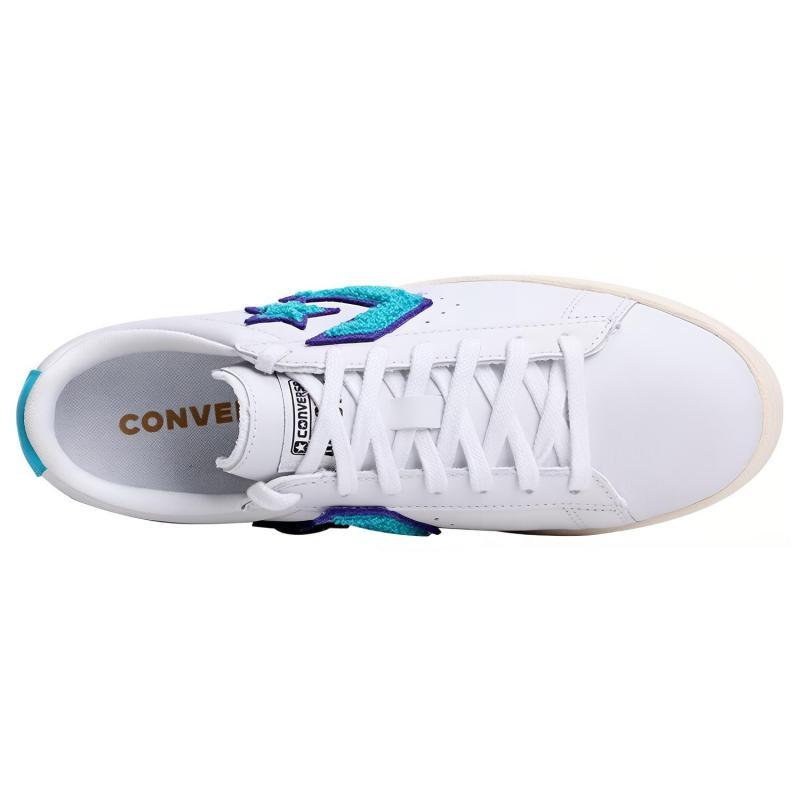 Converse Cons Pro Leather Low Vintage Casual Non-Slip Lightweight Low-Top Board Shoes Unisex White and Blue