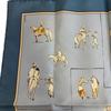 Hermes Шелковый платок-каре 45 см, синий шелк, женский, б/у, Journey to Niger Silk silk Carre 45