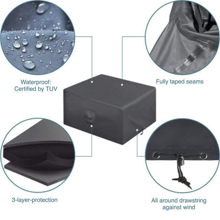 Bche de Protection Pour Mobilier de Jardin 24014090 cm - Revêtement Pvc- Impermé|Gris Froid,240*140*90cm|