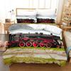 Steam Engine Duvet Cover Set Transportation Old Train King Queen Full Size Polyester Bedding Set for Teen Boys Adult Living Room