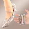 3 Pairs Fixed Shoelaces Reusable Faux Leather Sparkling Rhinestone Elastic Laces High Heel Sandals Straps