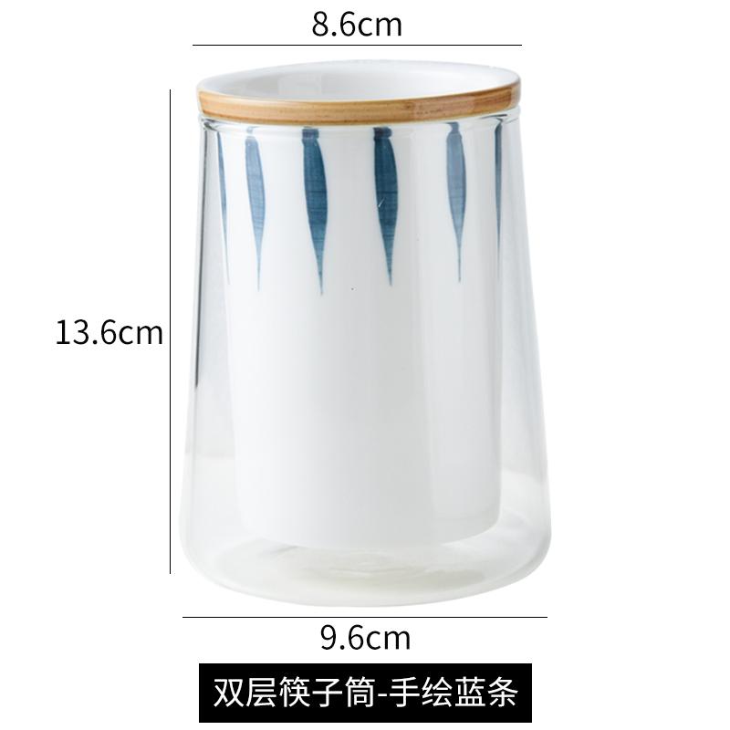 Двойной стеклянный керамический держатель для палочек для еды, кухонная банка для хранения, подставка для слива, органайзер для посуды, ящик для хранения палочек для еды, ящик для столовых приборов