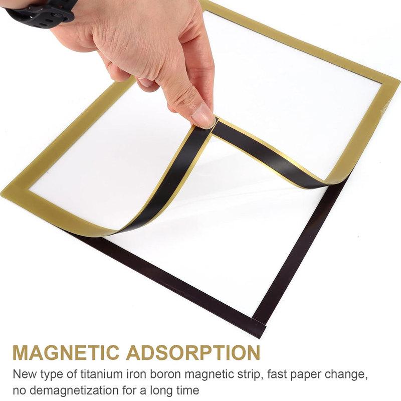 10pcs gold magnetic diamond picture frame, A4 self-adhesive poster frame, suitable for wall decoration and announcement display.