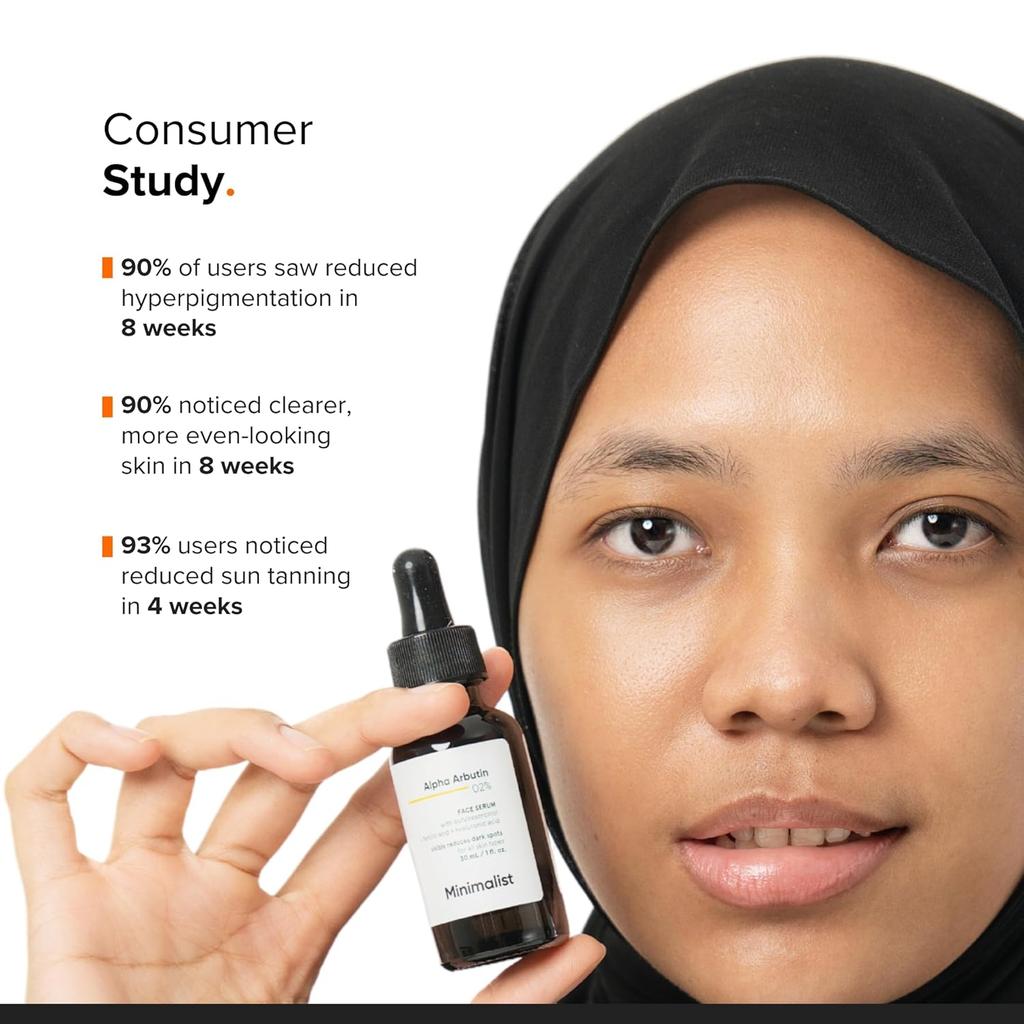 Minimalist Сыворотка для удаления пигментных пятен 2% альфа-арбутин при гиперпигментации, веснушках, следах от акне и загаре, некомедогенная, без отдушек, 10 мл