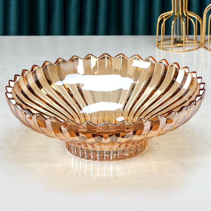 Europe Glass Plates Modern Simple Tall Fruit Plate Light Luxury Crystal Serving Plates Wedding Restaurant Ornaments Tableware