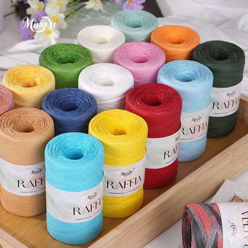 Lafite Straw Rope Thread Woven Summer Bag Hat Handmade Diy Handmade Crochet Wool Straw Hat Braided Thread Hook Hat