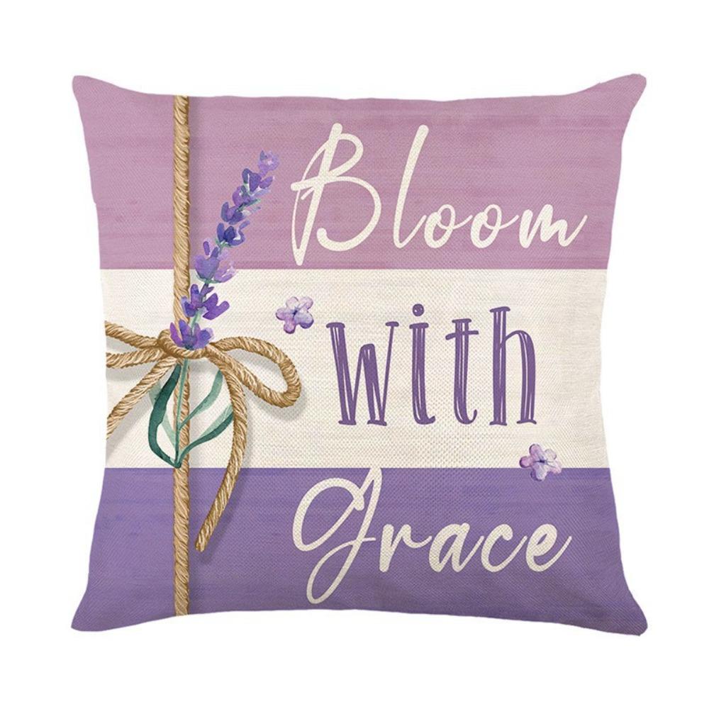 Polyester Material Cushion Cover Lavender Style Pattern Home Decor Pillowcase Home Decor
