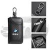 BBJV7 Carbon Fiber Leather Wallet Car Remote Key Storage Zippers Bag For Bmw 50th Anniversary M E36 F20 E46 E90 E87 E34 X3 X5 X6 M2 M3