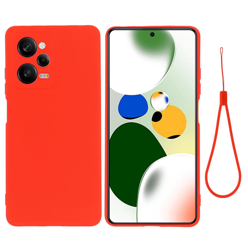 Phone Case for Xiaomi Redmi Note 12 Pro Speed 5G/Poco X5 Pro 5G Liquid Silicone Soft Lining Cover with Strap