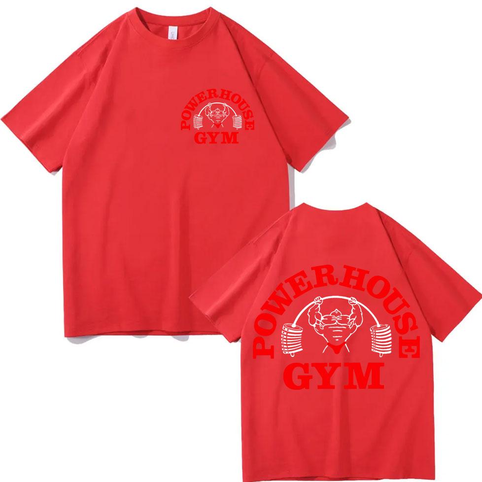 Футболка Powerhouse Gym с двусторонним принтом Модный тренд уличной моды Футболки с коротким рукавом Мужские Женские Повседневные Свободные Хлопковые Футболки