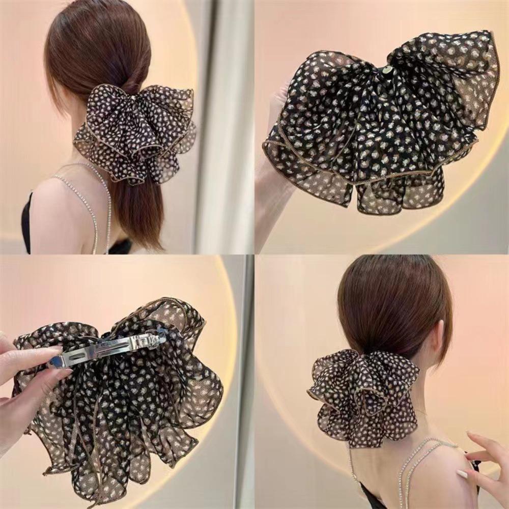 Sweet Hair Clip Chiffon Gauze Hair Grab Elegant Bow Hairpin Women Girls