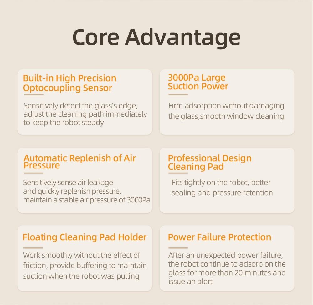 LIECTROUX YW509 Robot Window Cleaner, Double Water Tank, 3000Pa Suction Power, Smart Path Planning, Remote Control