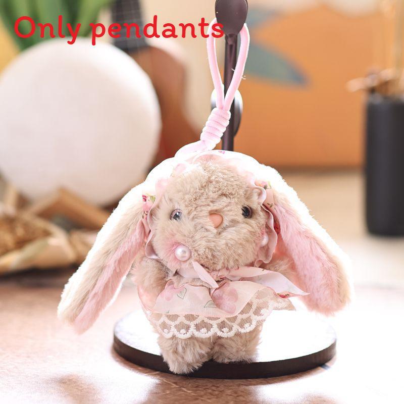 Cute Rabbit Plush Doll With Floral Lace Long Skirt Design For Bag Ornament And Collection