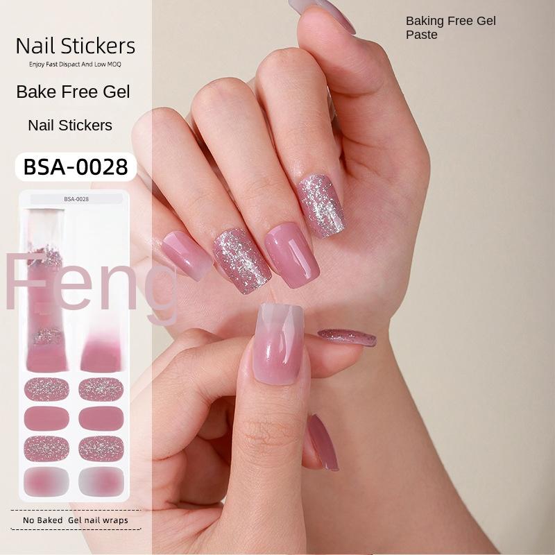 Bake-free Gel Manicure Stickers French Onion Powder Semi-cured Nail Stickers