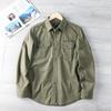 Повседневная свободная рубашка с длинными рукавами, весна и осень, новый большой размер, однотонная зеленая рабочая рубашка, мужская куртка