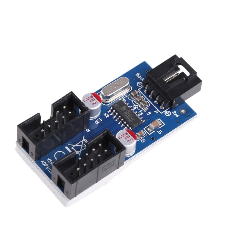 9-контактный USB-разъем, Male 1-to-2 Female, Карта-разветвитель, Кабель-разветвитель USB 2.0, Разъем для материнской платы, Порт-адаптер