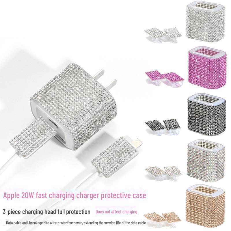 Защитный чехол для кабеля и головки зарядного устройства Sparkle Diamond для зарядных устройств Apple 20 Вт - Защита от укусов проводов