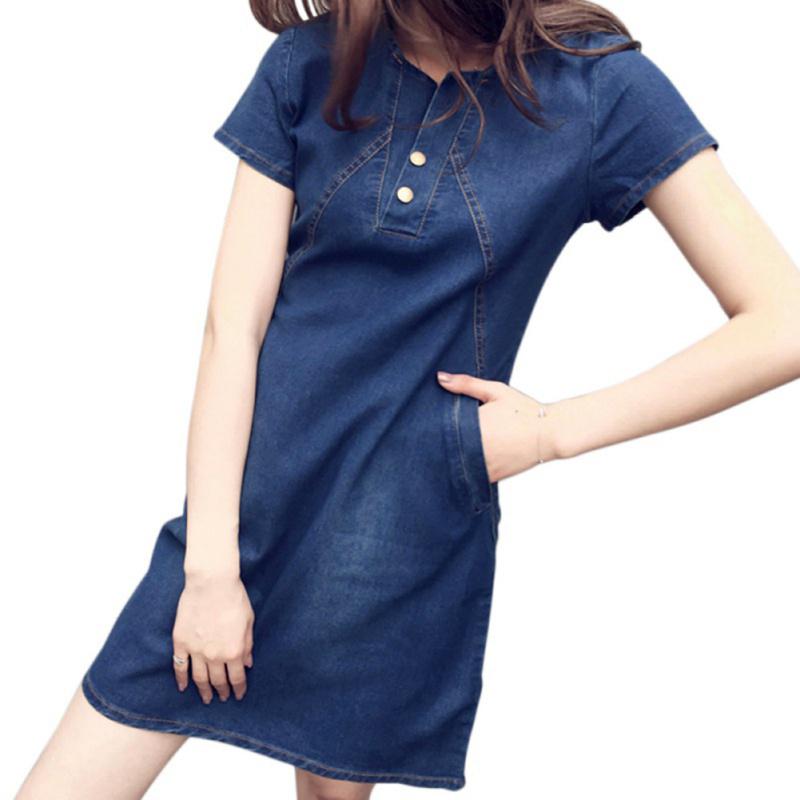 Женское джинсовое платье больших размеров на весну и лето, повседневная элегантная ковбойская длинная джинсовая юбка