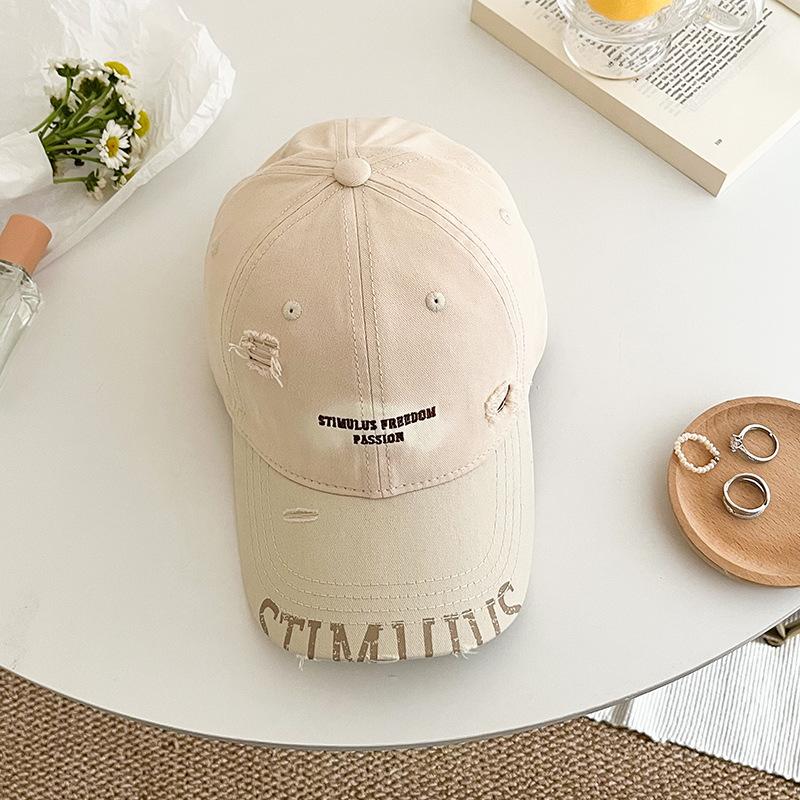 Letter Embroidered Baseball Cap Women'S Spring And Summer Face Small Edging Peaked Cap Edging Sunscreen Cap