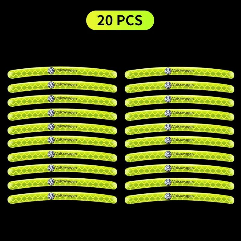For VW 80% New New Car Wheel Hub Reflective Sticker Tire Rim Reflective Strips Sticker For Volkswagen Polo Golf 3 4 5 6 7 8