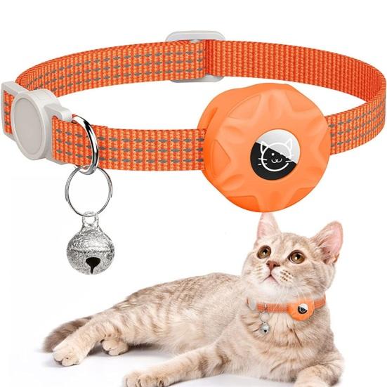 Ошейник-трекер для кошек со светоотражающими полосками, водонепроницаемый регулируемый ошейник для безопасности домашних животных, чехол для обнаружения кошек