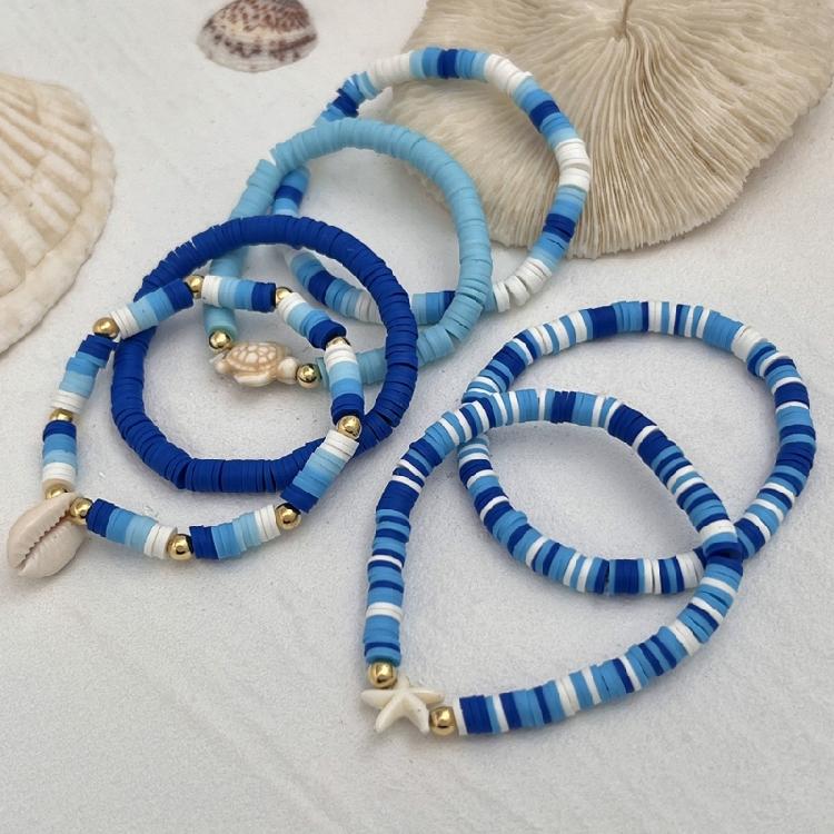 Стильный браслет из мягкой глины на эластичной веревке, красочный браслет ручной работы, модный браслет, наборный браслет для добавления шарма