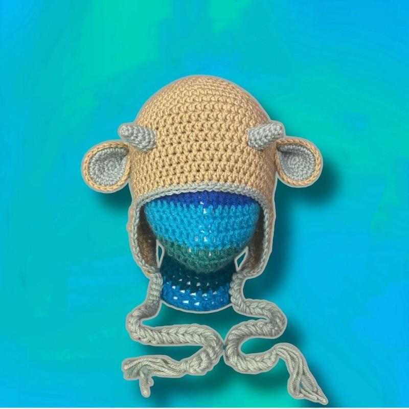 Связанная вручную шапка-ушанка в виде скелета на Хэллоуин