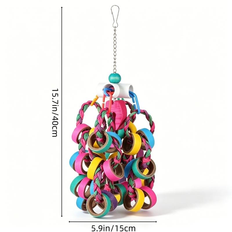 Parrot Shredding Foraging Toy Braided Rope Hanging Chew Toy for Budgie Cockatiel Lovebird Conure Small Medium Parrot Supplies