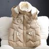 Свободная куртка-жилет с капюшоном для женщин, осенне-зимнее хлопковое стеганое пальто, модная верхняя одежда без рукавов