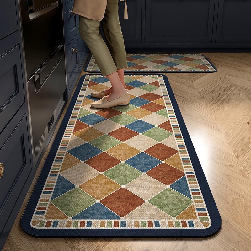 Kitchen Carpet Non-slip Absorbent Floor Mat Home Decoration American Retro Long Strip Rug Water-absorbent Quick-drying Area Rugs