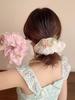 1pc Rose Flower Bow Lace Edge Large Intestine Hair Ring, Spring Elegant Flower Head Rope, High-end Ponytail Delicate Head Rope